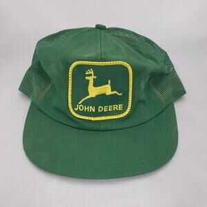 VTG John Deere Snapback Trucker Hat Mesh Back Feed Store Cap K-Products Made USA